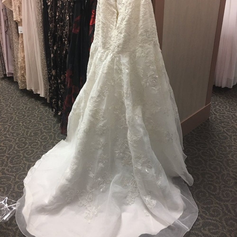 JEWEL BRAND NEW! ORGANZA TRUMPET WEDDING DRESS Ivory color - Picture 5 of 6